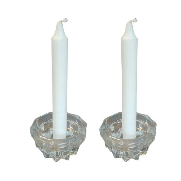 American Whitehall Pillar Taper Crystal Candle Holder Set of 2 - Picture 1 of 7
